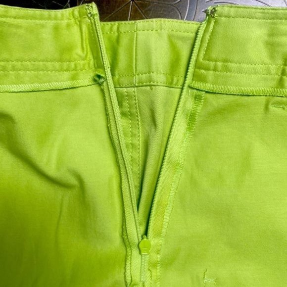 Ann Taylor LOFT Lime Green Side Zipper Cotton Spandex Durable Mini Skirt Size 10 - Picture 10 of 12